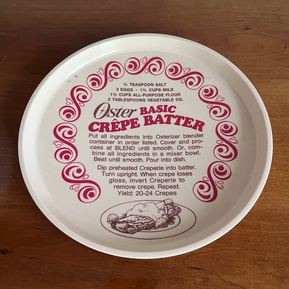 Oster Vintage Mid Century Modern MCM Atomic Crepe Recipe Plate - Picture 1 of 4